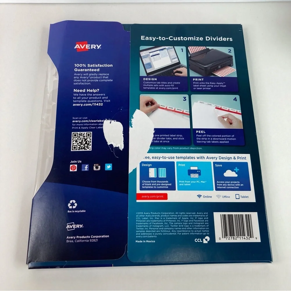 Avery Index Maker Print and Apply Label Dividers, 11432